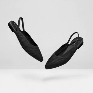 NEW Vivaia Iris Pointed-Toe Slingback Flats Black Size 42 EU (11 US)!